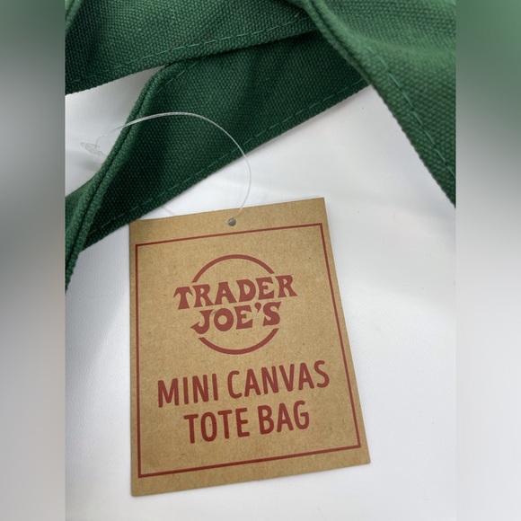New Trader Joe’s Mini Canvas Tote Bag GREEN Limited Edition Reusable - Picture 2 of 10